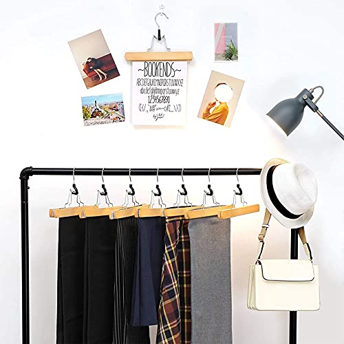 Cdyd 1 Set Of 10 Trouser Clamp Hanger Solid Wood Anti-Slip Felt Hook Pant Skirt Hangers Natural #TOP3