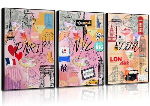 LCZDXGR 3Pcs Urban Graffiti Wall Art New York Paris London