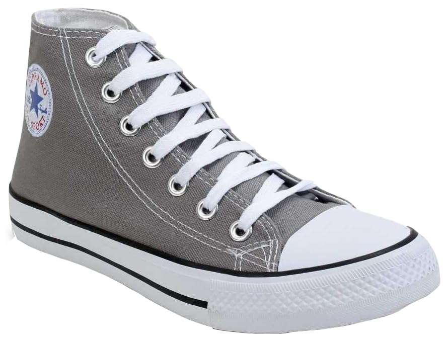TRACES Stylish Trendy Lightweight Grey Canvas Casual High Top Sneaker Shoes for Womes & Girl,(5 UK) (B0B5WVVKPH) Amazon Price History, Amazon Price Tracker