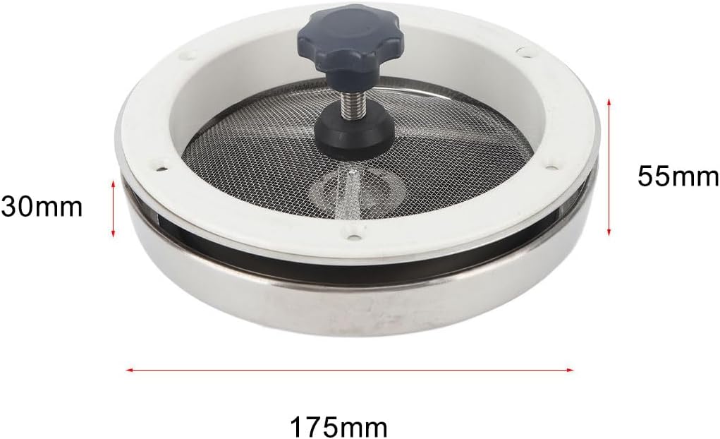 175mm Mushroom Vent, Marine Grade Stainless Steel Boat Vent with Adjustable Opening Knob and Mesh, for Yacht Companionway Door Cockpit Cabin Ventilation