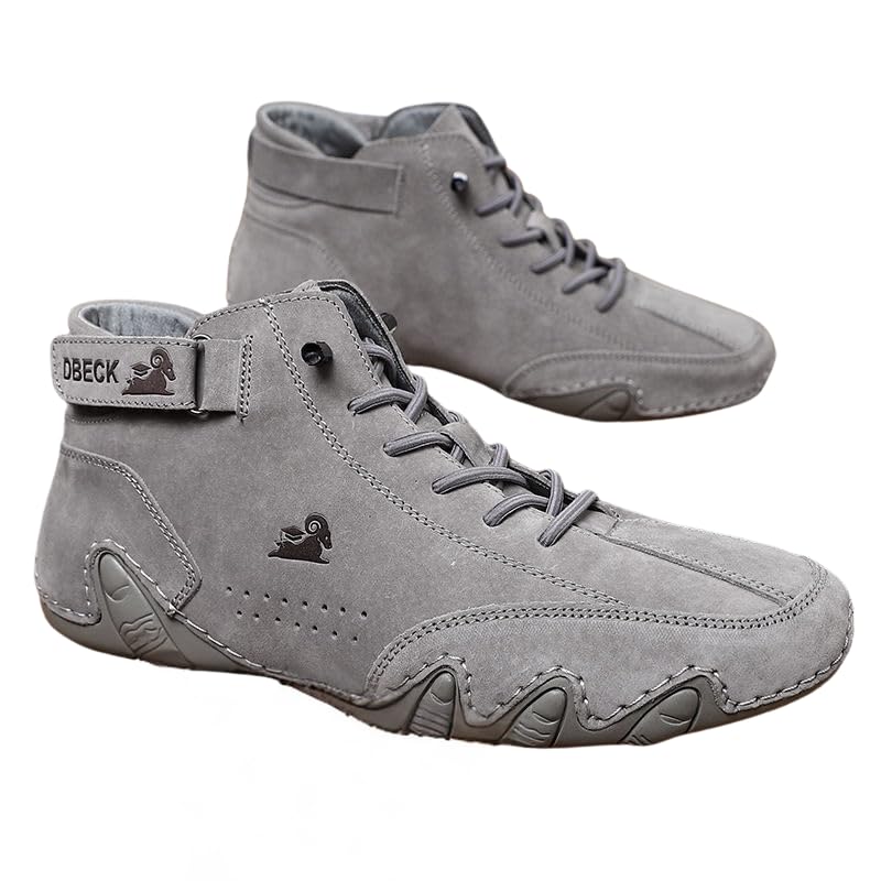 Zixer Italian Original© Premium Heritage Suede Velcro Leather Casual Sneakers for Mens High Top Outdoors for Men Grey (B0D9HD2SPK) Amazon Price History, Amazon Price Tracker