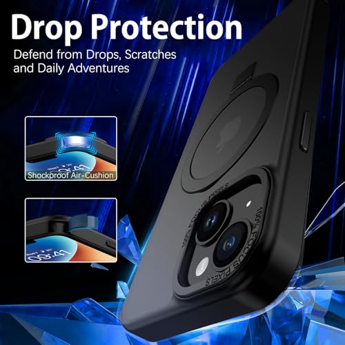 DUEDUE for iPhone 14 Plus Case Magnetic with Ring Stand[Compatible with Magsafe], Full Body Protective Cover Slim Shockproof Kickstand Phone Case for Apple iPhone 14 Plus 6.7", Black - image 7