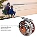 Alomejor Fly Fishing Reel Efficient Braking 3 Bearings 2 Colors Adjustment CNC Processing 3/4 Fly Reel for Outdoor Fishing