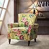 Hulala home modern wingback accent chair with wood legs removable cushion comfy upholstered armchair with nailhead trim floral pattern single sofa chair for living room bedroom mustard  urban country home decor