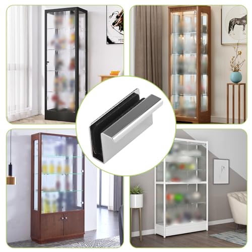Image of 8Pcs Glass Finger Edge Pull Cabinet Finger Pull Handle Glass Door Clips Cabinet Latch Clamp Concealed Handle for Display Glasscase Door (Chrome Color)