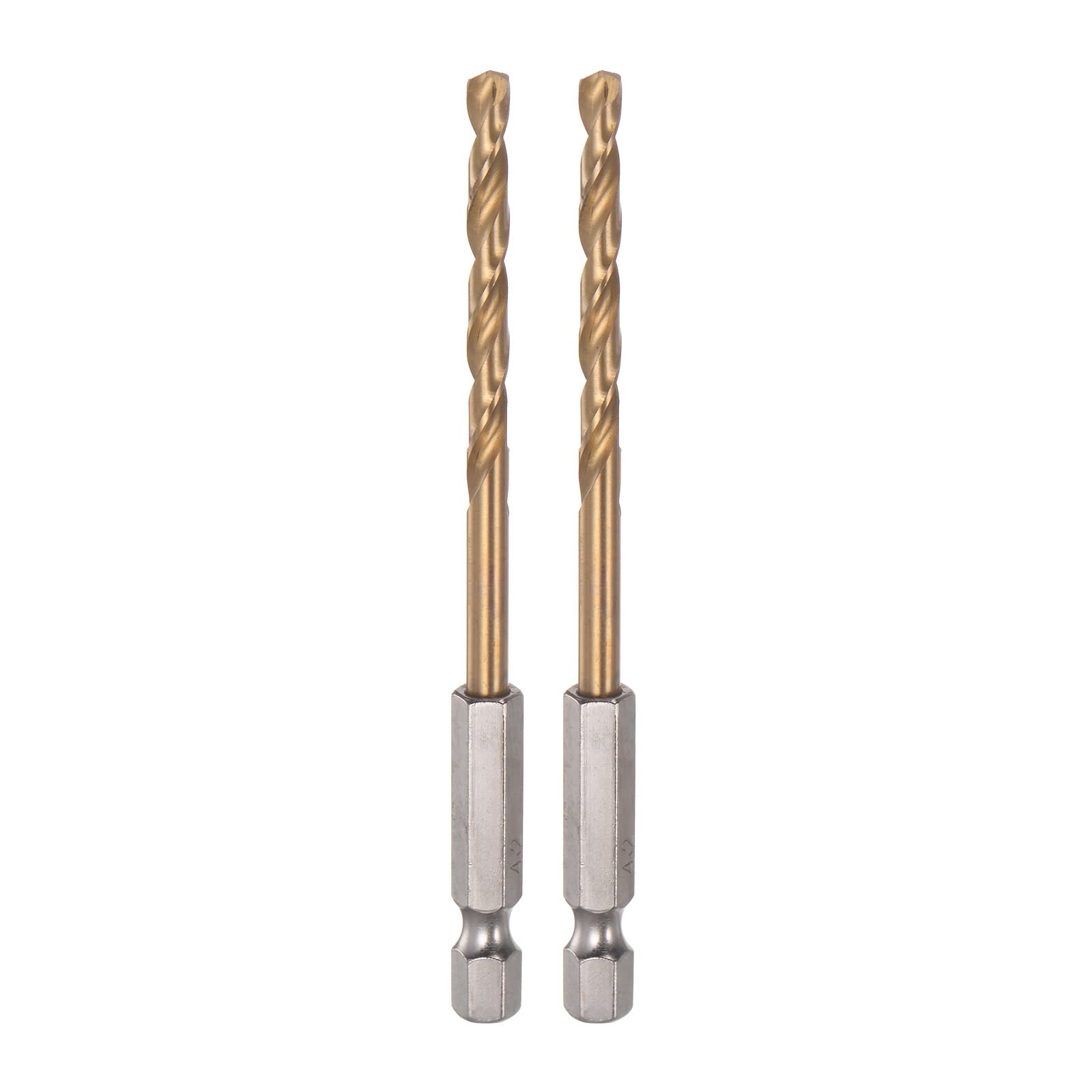 Generic 2pcs 1/4" Hex Shank Drill Bits 4.2mm Titanium Drill Bits Set M35 High Speed Steel Twist Drill Bit 95mm Long Fully Ground for Wood, Stainless Steel, Metal, Plastic Plastic