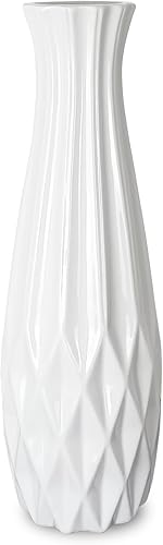 Miniatura 1 de DOCFLVAS Florero de cerámica blanca de 12 pulgadas de alto, florero blanco para decoración del hogar para hierba de las pampas, jarrones modernos