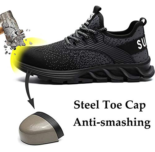 Suadex Steel Toe Sneakers For Men Women Indestructible Work Shoes Lightweight Comfortable Safety Sneakers Slip-Resistant Composite Toe Shoes For Construction Black thumb #1