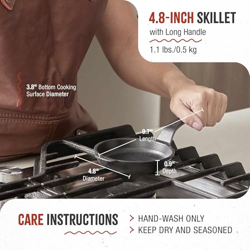 Image of Victoria 4-Inch Cast Iron Skillet, Pre-Seasoned Cast Iron Frying Pan with Long Handle, Made in Colombia