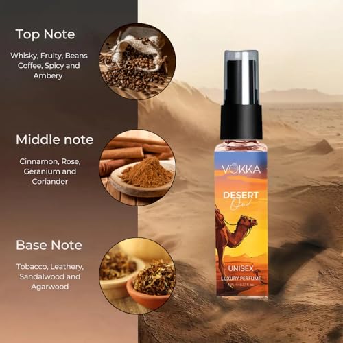 Image of Vokka Pocket Perfume Desert Oud 8ml | Unisex Luxury Long Lasting Arabian Perfume For Men And Women | Arabic Woody Scent Eau De Parfum | EDP Fragrance for Gift | Notes: Spicy Agarwood Ambery