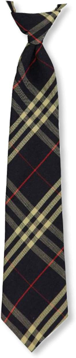 Cookie's Adjustable Banded Necktie with Clip - navy/khaki/red *plaid #1c*, 14"