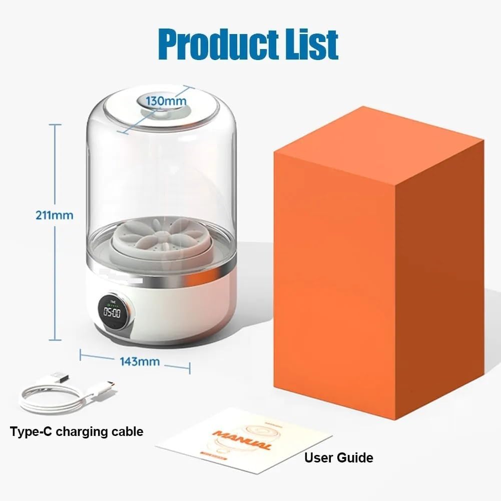 Compact Laundry. Portable Cordless Washing Machine Rechargeable, Mini Washer for/Underwear/Socks/Clothes Home Travel Laundry Bucket .Portable