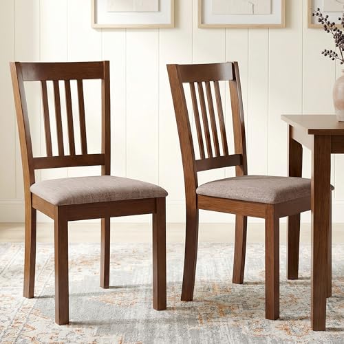 HOMCOM Dining Chairs Set of 2, Solid Wood Kitchen Chairs,