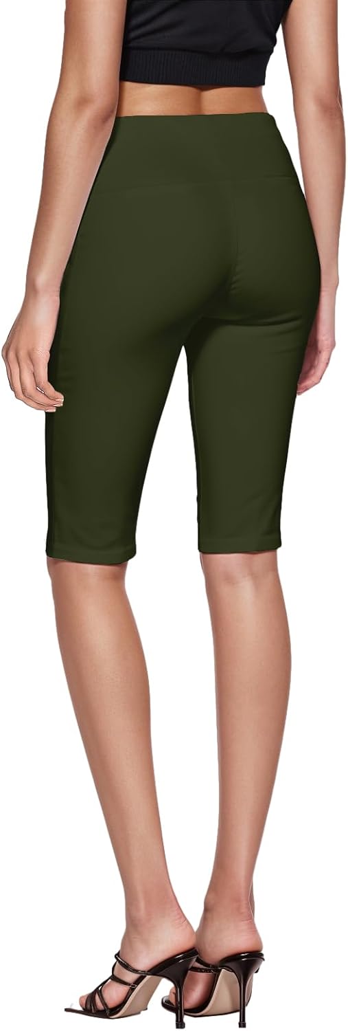 Hybrid & Company Womens Super Stretch Causal Pull On Millennium Twill Bermuda Shorts - Image 3