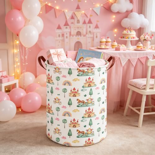 Image of Princess Castle Laundry Basket,Waterproof folding basket with handle,Clothes Organizer Baskets(Carriage