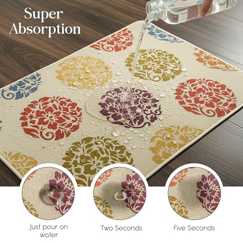 Image of Yellow Weaves 1 Pc Jute Texture Non-Slip Bathmat, Water Absorbent Floor mat, Rugs, Door Mats for Bathroom, Living Room, Bedroom, Entrance, Outdoor, Kitchen, Office (Bohemian Multi)