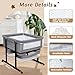 Jestonten Twin Bassinet for 2 Babies, Double Bassinet for Twins with Music Toys, Mosquito Net & Storage Basket Portable Foldable Bedside Sleeper for Newborns, Grey