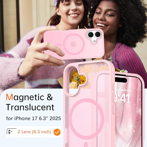 Image of BENTOBEN Magnetic for iPhone 17 Case 6.3 inch 2025, [Compatible with Magsafe] Cute Slim Matte Military Shockproof Drop Protective Bumper Girl Women Men Boy Phone Cover for iPhone 17, Light Pink
