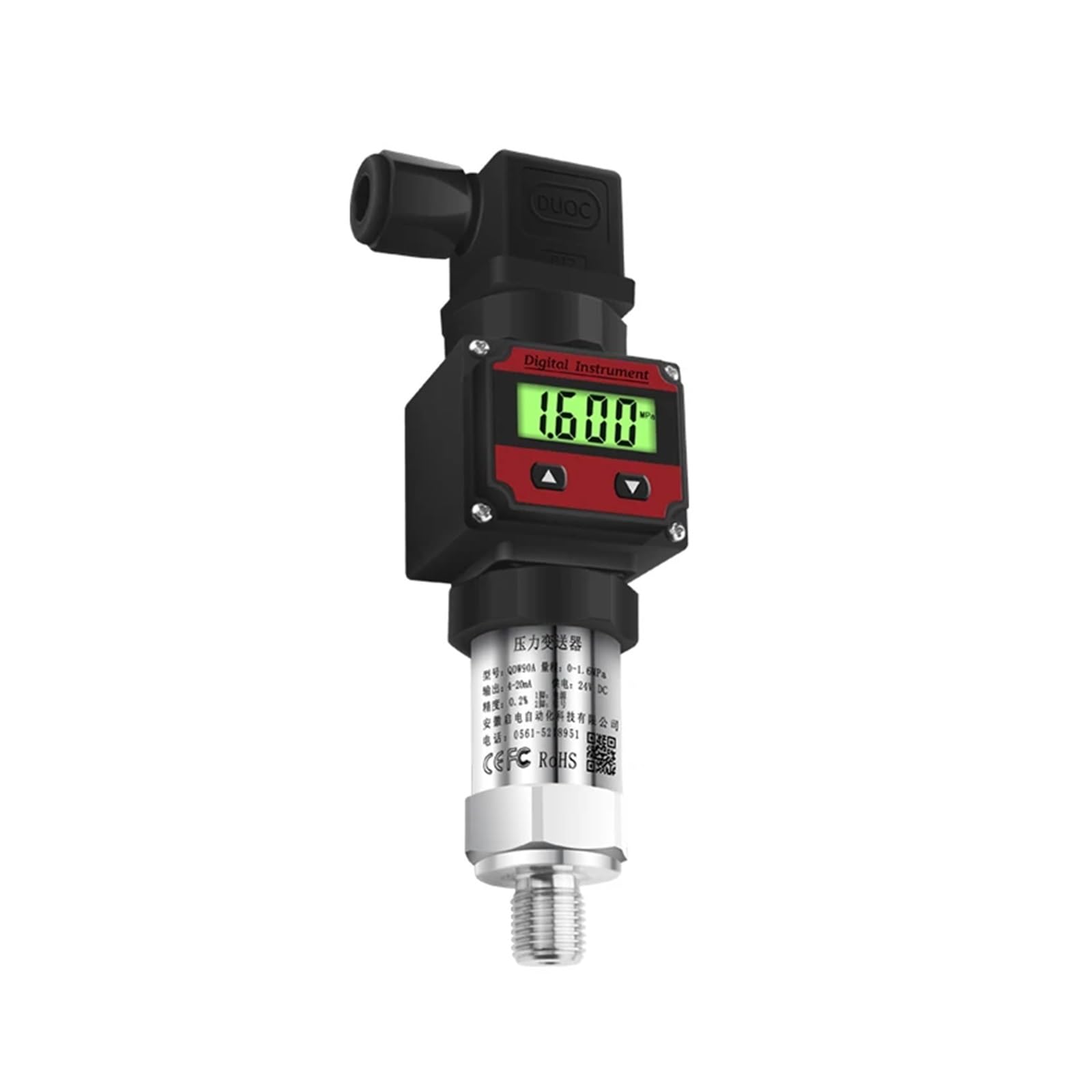 Transmisor de presión Digital 4-20 mA 0-10 V M20*1.5 Sensor transductor de presión 0-60 MPa Transmisor transductor de presión RS485(0-5v Output,0-1.6Mpa)