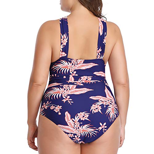 Maiô feminino Begonia.K com estampa floral, cruzado, frente única, com controle de barriga, Style B,