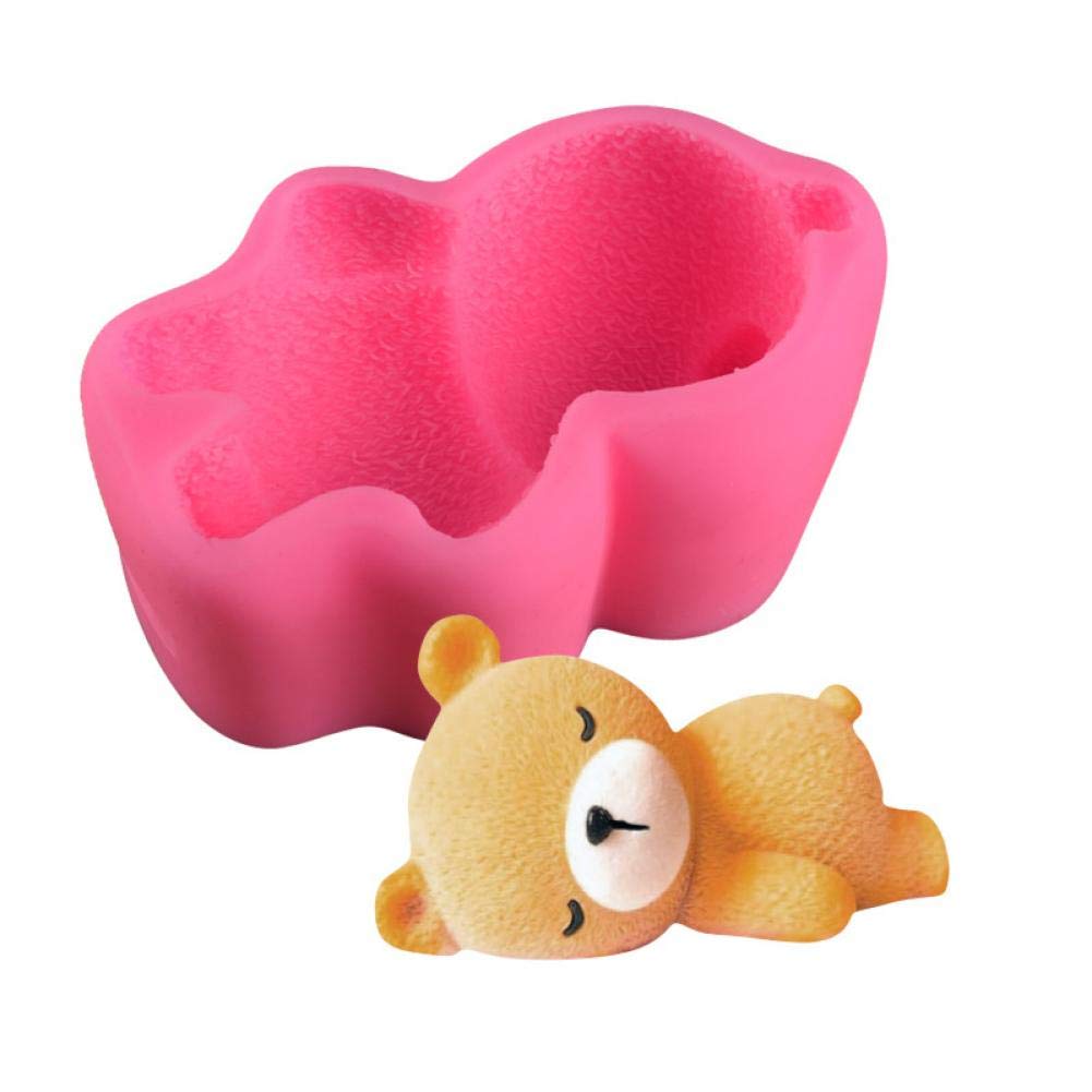 Moule À Fondant en Forme d'ours Couché 3D en Silicone pour Chocolat, Ours en Peluche Mignon, Moule De Décoration pour, Desserts, Gâteaux, Cupcakes, Jello, Glaçons, Savon, Argile Polymère,