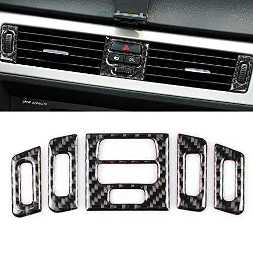Thor-Ind Carbon Fiber Central Air Conditioning Vent Outlet Cover Trim Frame for BMW Old 3 Series E90 E92 E93 2005-2012 Car Interior Decor Decal (Central Air Conditioner Outlet Decoration, A Style)