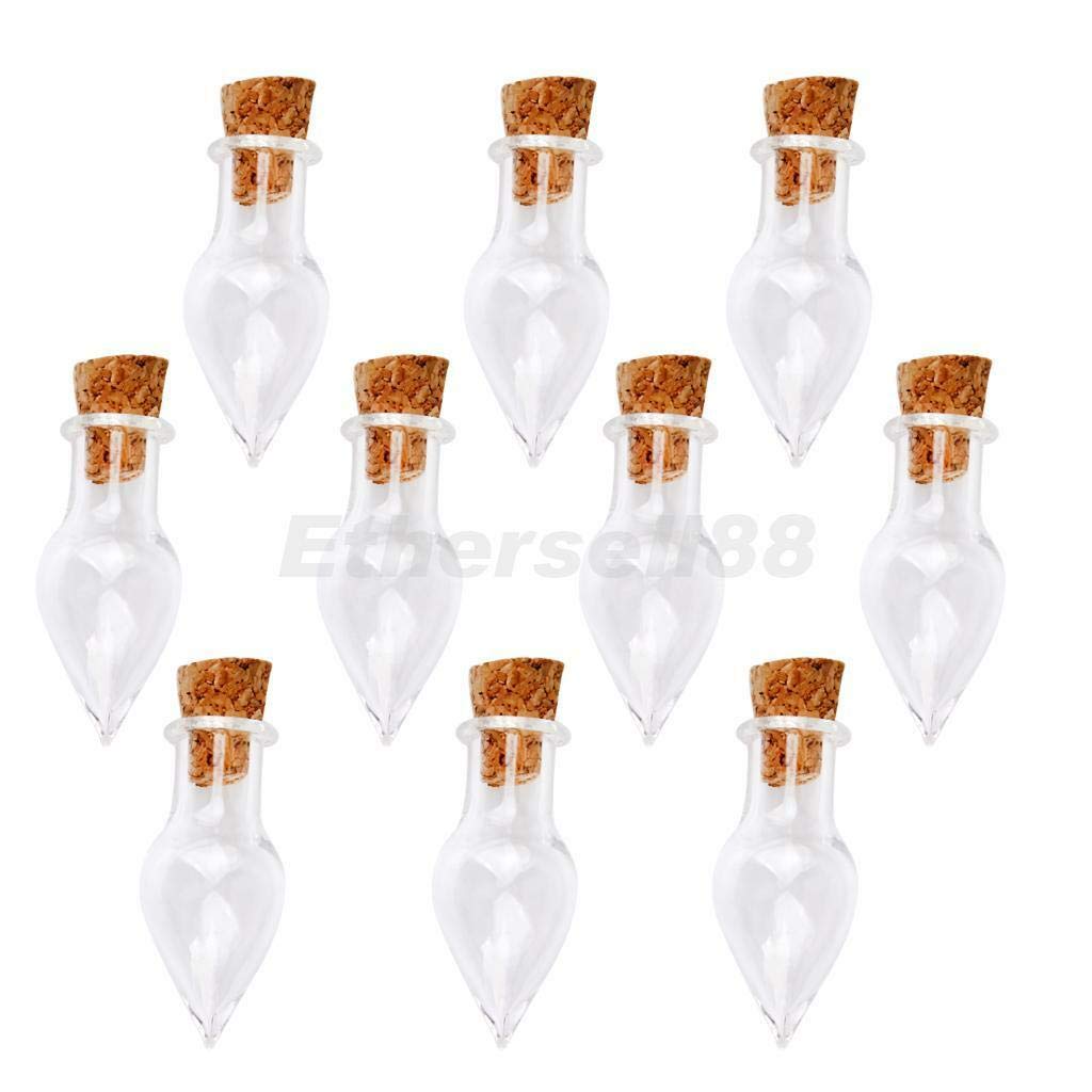 Ketsicart 10pcs Tear Drop Bottles Clear Vials with Corks & 100pcs Silver Eye Screws