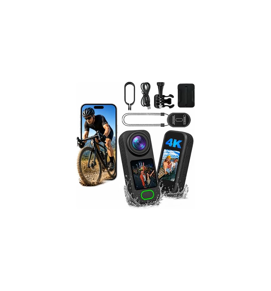 4K Mini Body Camera, 512G Thumb Action Camera, Vlogging Cam Portable Camcorder with 360° POV Rotate Clip &amp; Magnetic Clip, Wearable Video Recorder for Traveling/Motorcycle/Pet Walking(No SD Card)