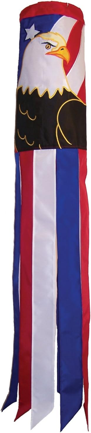 In the Breeze 4194 — Patriot Eagle Windsock, 40-inch — Detailed Patriotic Decor with Embroidered Details