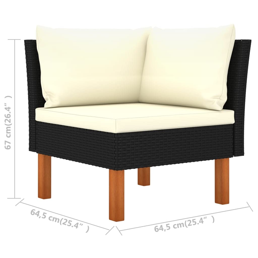 vidaXL Sofá Esquinero Jardín Patio Muebles Mobiliario Terraza Exterior Hogar Silla Asiento Acolchado de Ratán Sintético Madera Maciza de Eucalipto