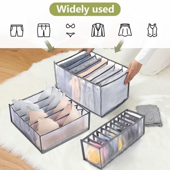 51Ydi bCy8L 7 Grid Transparent Closet Clothes Organizer Home & Kitchen Grids Foldable Partition Drawer for Wardrobe & Closet Undergarments Holder Multi Pockets Storage Organizer Collapsible Compartment (4) - MSDeals
