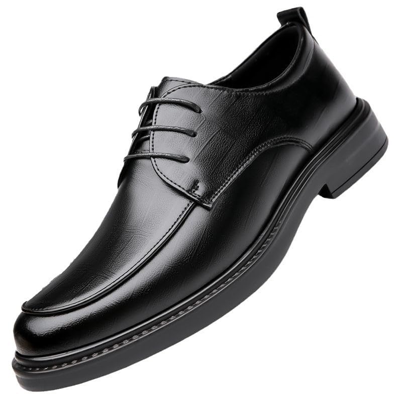 YZABEL Men's Business Casual Dress Shoes, Stylish Patent Leather Pointed Toe Lace-Up Oxfords Shoes, Rubber Non-Slip for Daily Commuting Activity