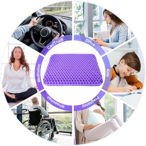 Image of Gel Cushion Orthopaedic Upgraded Seat Cushion Office Chair Breathable with Non-Slip Cover Gel Seat Cushion for Wheelchair Cushion Car Office Home