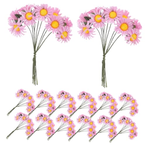 Gatuida 100Piezas Margaritas Artificiales Falsas Ramo De Flores para Decoración Floral De Interiores y Exteriores Flores De Margaritas Simuladas para Hogar