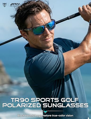 Image of ATTCL Polarized Sunglasses Men for Fishing: UV Protection Lightweight TR90 Sports Wrap Sun Glasses Driving Golf Running