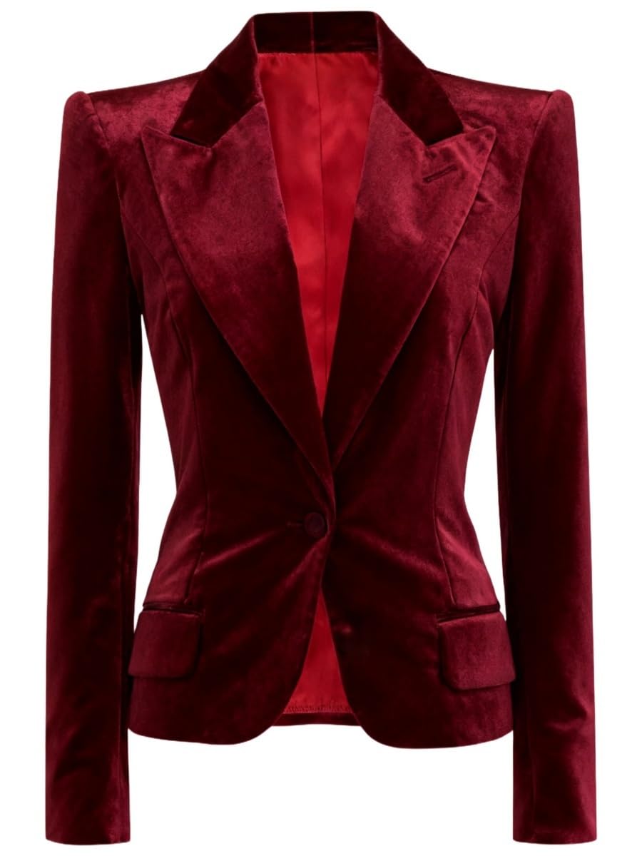 Womens Slim Fit Blazer Lapel Velvet Suit Jacket Winter Prom Women Blazer Wedding Christmas