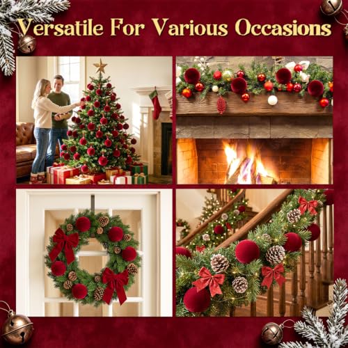 15 Pcs Red Velvet Christmas Ball - image 6