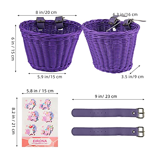 EIRONA Bike Handlebar Basket for Kids Bicycle, Balance Bike, Scooter, Tricycle, Bicycle Storage with DIY Decal, Purple 2 51Ydj7ldimS