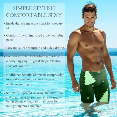 Traje de baño para hombre verde con pinos de Navidad cómodo 2