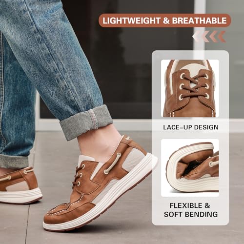 Men's Slip on Casual Loafers, 3-Eye Boat Shoes Men, Lightweight Non Slip Walking Shoes for Casual Outings, Beach, Boating3