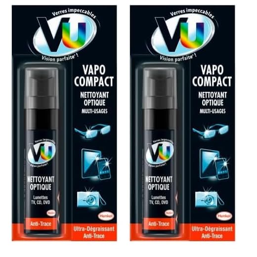 VU Classique – Vaporisateur (20mL) – Nettoyant Optique spray vapo Compact – Nettoyant Multi usages lunettes écrans (Lot de 2)