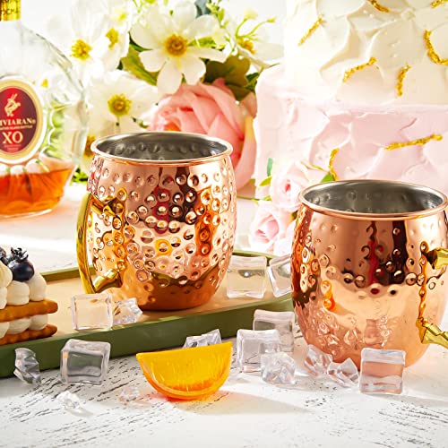 20 Pcs Moscow Mule Mugs Copper Mugs Moscow Mule Cups 19 Oz Hammered Cups Copper Cups 304 Copper Plated Stainless Steel Mug For Chilled Drinks Coffee Wine 3.6 Inch (Rose Gold) #TOP6