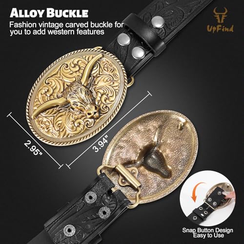 Western Leather Belt with Antique Gold Longhorn Buckle Vintage Engraved Cowgirl Cowboy Rodeo Belt for Women Men Jeans4