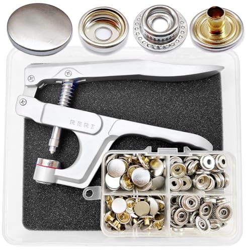 Botões de pressão com alicate, diâmetro de 15 mm, metal prateado e ferramentas, acessórios de costura, botões de costura, botões de latão para artesanato, tecido, sacos de roupa