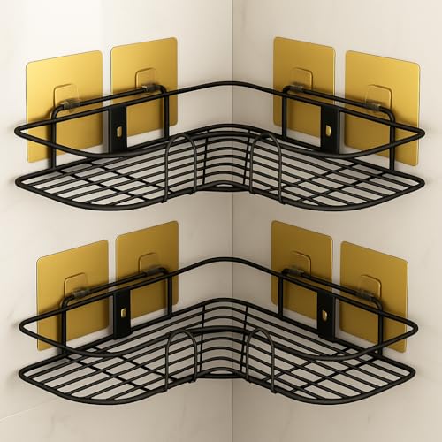 Image of Dangfly Wall-Mounted Stainless Steel Shelf with Towel Holder & Hooks - Chrome Finish Bathroom Organizer for Home & Hotel Use (2Pcs Corner)