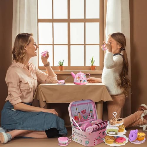 Pre-World 9798-8A Tea Party Set For Little Girls,Pre-World Princess Tea Time Toy Including Dessert,Cookies,Doughnut,Teapot Tray Cake thumb #7