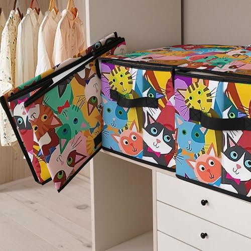 Image of Stackable Clothes Storage Bins with Lids 3 Pack | Closet Organizers Fabric Box for Home and Office,Blanket Clothes Organizers,Under Bed Storage Containers