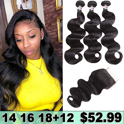 Water Wave Curly Headband Wig Real Human Hair for Black Women Afro Non Lace Front Glueless Headband Wigs with Headband Attached for African American Natural Color (14 16 18 +12)