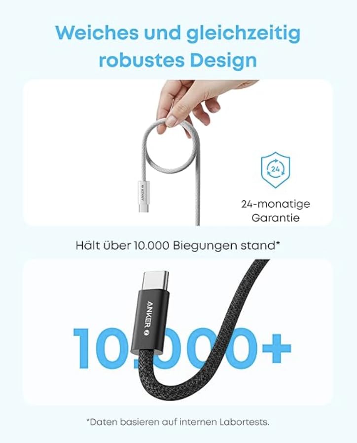 Image of Anker Zolo USB C to USB C Cable 240W, Fast Charge (2-Pack, Black) | Braided Dustproof Slim Connector for iPhone 17 16 Pro Max, MacBook /iPad /Galaxy S24 (2 x 6ft Cables)