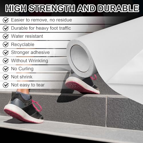 Image of Watersay 8 Inch x 20 ft Anti Slip Traction Tape Waterproof Clear Non Skid Tape Durable Grip and Friction Stair Non Slip Strips Abrasive Adhesive for Stairs Steps Ramp Outdoor Indoor